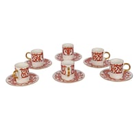 Picture of Diamond Artwork Design Elegant Coffee Cup With Saucer, Brown & Gold, 6 Pcs