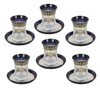 Lux Tea Cups With Saucer, Set Of 6Pcs, Black & Gold