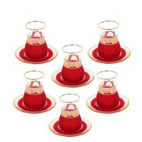 Picture of Turk Mali Vercase Print Tea Cup Set Of 12Pcs, Grey & Red