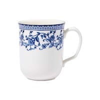 Claytan Floral Printed Ceramic Mug, Blue, 320ml - Carton of 47 Pcs