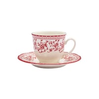 Claytan Floral Printed Cup & Saucer Set, Red, 200ml - Carton of 51 Sets