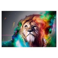 Star Deal Attractive Lion Wall Frame, Multicolour