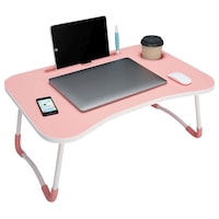Picture of Star Deal Wooden And Aluminium Foldable Laptop Table, Light Pink