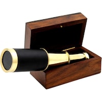 Picture of Handheld Nautical Brass Telescope with Wooden Box, 6 Inches