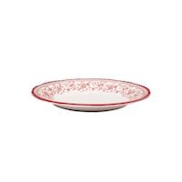 Claytan Floral Printed Round Ceramic Salad Plate, Red, 21cm - Carton of 59 Pcs