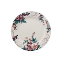 Claytan Floral Printed Round Ceramic Chop Plate, Red & Green, 31cm - Carton of 66 Pcs