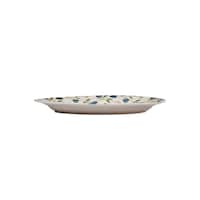 Claytan Floral Printed Oval Platter, Blue & Green, 36cm - Carton of 55 Pcs