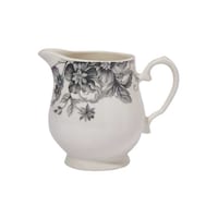 Claytan Floral Printed Ceramic Creamer Pot, Grey, 210ml - Carton of 55 Pcs