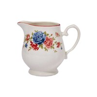 Claytan Cottage Roses Printed Ceramic Creamer Pot, Blue & Red, 210ml - Carton of 68 Pcs