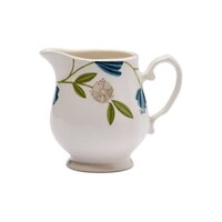 Claytan Floral Printed Ceramic Creamer Pot, Blue & Green, 210ml - Carton of 63 Pcs