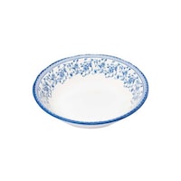 Claytan Floral Printed Ceramic Salad Bowl, Blue, 24cm - Carton of 53 Pcs