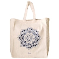 Arka Home Products Mandala Printed Cotton Shopper Bag, SBFP01, Off-White
