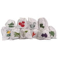 Arka Home Products Cotton Vegetable Storage Fridge Bags, Pack of 10