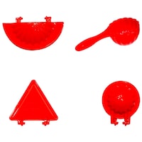 Krifton 4 Pcs Plastic Kitchen Tool Mould Dough Press, Red