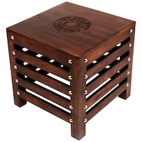 Picture of Amaze Shoppee Wooden Handmade Stool, Brown