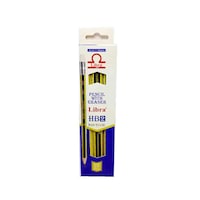 Picture of Libra Pencil with Eraser, HB2, 2mm, Yellow & Black - Pack of 12 Pcs