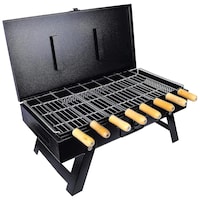 B.N. Brights Briefcase and Picnic Metal Grill Charcoal Barbecue