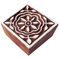 Picture of Royal Kraft Artisan Square Floral Shape Wood Print Textile Block