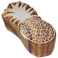 Picture of Royal Kraft Ornate Printing Pineapple Motif Wooden Block Stamp