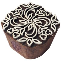 Picture of Royal Kraft Abstract Square Floral Design Block Print Wood Stamp
