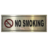Abha Print Stainless Steel No Smoking Signage Board, 10 x 3inch, Silver