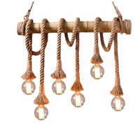 Lamps of India Bamboo Rope Cord Hemp Dining Vintage Pendant Lamp, Beige
