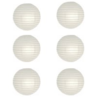Picture of Lamps of India Chinese Fabric Waterproof Lanterns, 30 cm, White, Pack of 6