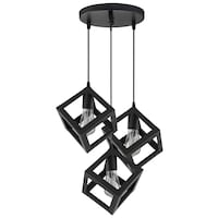 Diktmark Round Cluster Chandelier Metal Hanging Cube Light, Black