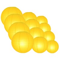 Lamps of India Decorative Round Paper Lanterns, Yellow, Pack of 10