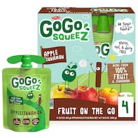 Gogo Squeez Fruit On The Go, Apple Cinnamon, 4 Pouches - 3.2oz