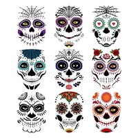 Picture of Clooouds Day of the Dead Sugar Skull Temporary Face Tattoo Kit, 9Pcs