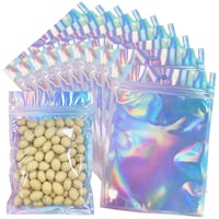 Picture of Holographic Mylar Zip Lock Sample Pouch Bags, 5.5x7.8inch, Pack of 100
