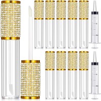 Picture of Maitys Crystal Rhinestone Lip Gloss Containers with Syringe, Pack of 12, 5ml, Gold