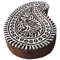Picture of Royal Kraft Asian Print Stamp Large Paisley Shape Wooden Block, 5.5 Inch