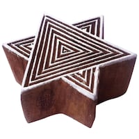 Picture of Royal Kraft Asian Print Block Star Shapes Wood Stamp