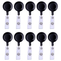Picture of Abha Print Retractable Badge ID Reel Clip, 8.2cm, Matte Black, Pack of 10