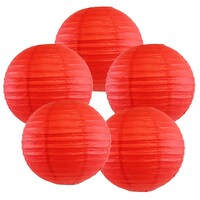 Likes of India Paper Hanging Round Lantern, Red