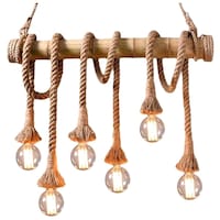 Lamps of India Hanging Rope Light, 240W, Beige