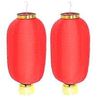 Likes of India Cylindrical Fabric Hanging Lanterns, Pack of 2