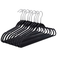 Diktmark Strong Plastic Cloth Hangers with Smooth Finishing, Black, Pack of 10