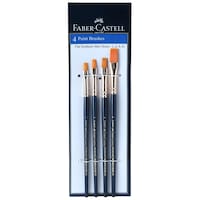 Picture of Faber-Castell Synthetic Hair Flat Paint Brush, Set of 4