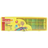 Camel Oil Pastel with Reusable Plastic Box, 25 Shades