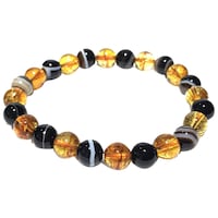 Picture of Remedywala Citrine and Sulemani Combination Bracelet, Yellow-Black, 8mm