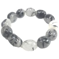 Picture of Remedywala Energised Routiled Quartz Bracelet, Black and White, 8mm