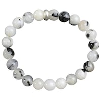 Remedywala Routile with Ring Charm Bracelet, Black-White, 8mm