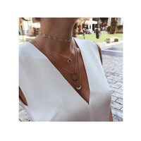 Picture of Edary Vintage Crescent Pendant Geometric Layered Necklaces