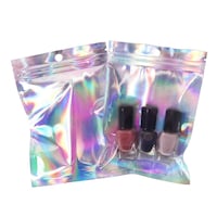 Picture of Holographic Mylar Zip Lock Sample Pouch Bags, 4x6inch, Pack of 100