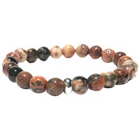 Remedywala Fire Agate Bracelet with Ring Charm, Multicolor, 8mm