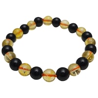 Picture of Remedywala Citrine Obsidian Combination Bracelet, Yellow and Black, 8mm
