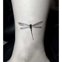 Picture of SanerLian Waterproof Fake Tattoo, Watercolour Grey Dragonfly Elegant, 5Sets